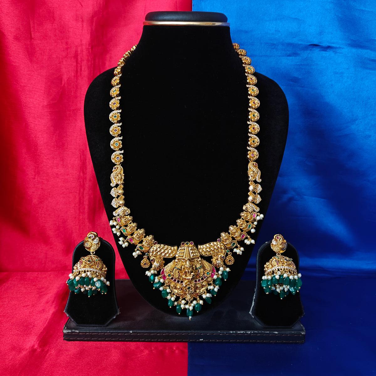 Beautiful Nakshi Long Necklace With Laxmi Idol