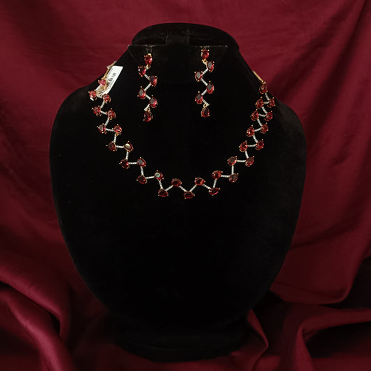 Simple CZ Short Necklace - Ambica Wedding Mall