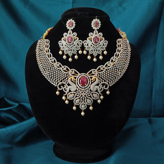 Beautiful Ruby Neck Set - Ambica Wedding Mall