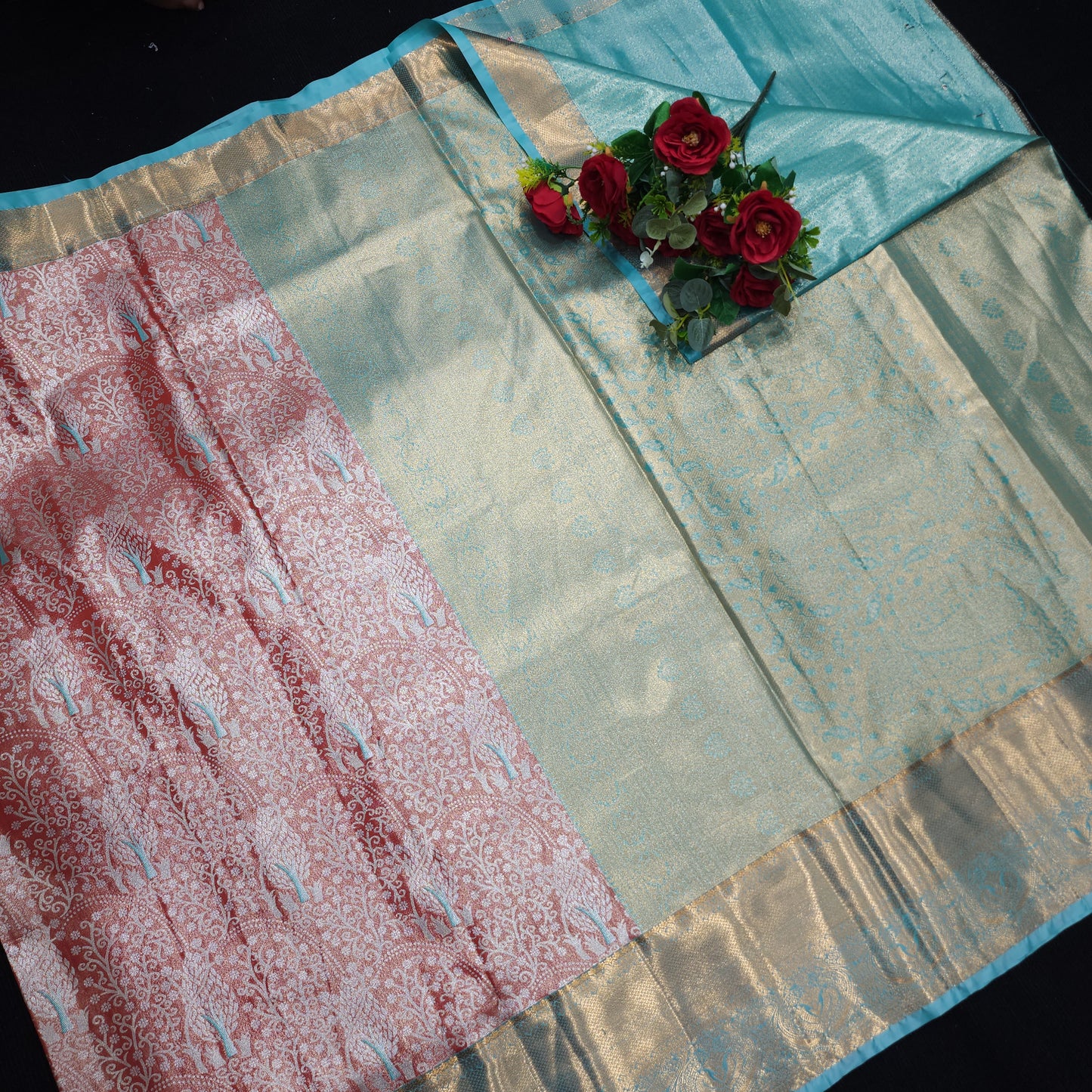 Semi kanchi pattu tissue 2 Gram Gold Sarees🛍️