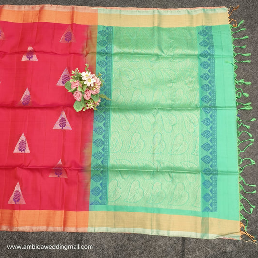 Handloom Kanchi Pattu 2Two Work Butta Saree - Ambica Wedding Mall