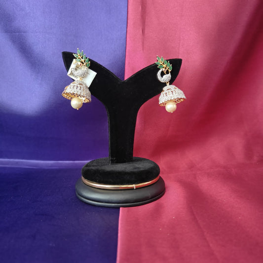 Elegant GJ Jhumkas In Peacock Design