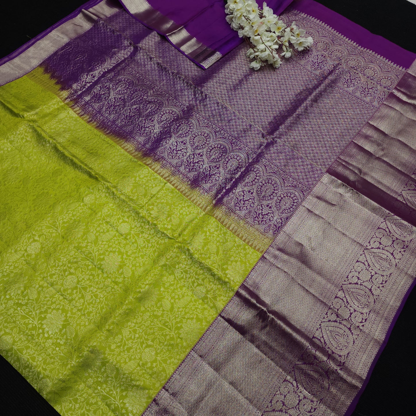 Pure German Silver Zari Pattu Saree