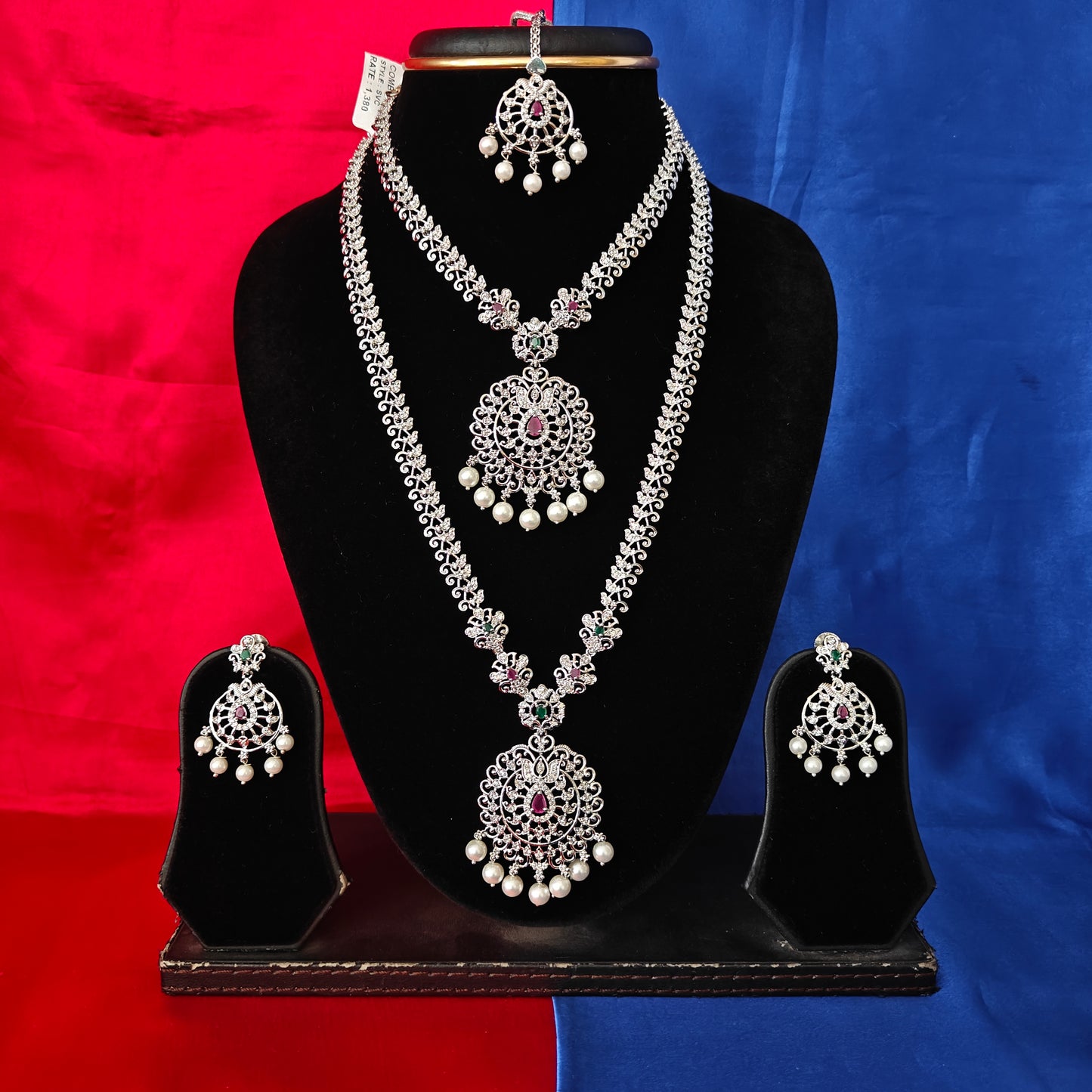Beautiful Silver Combo Set In Multi Colour Stone