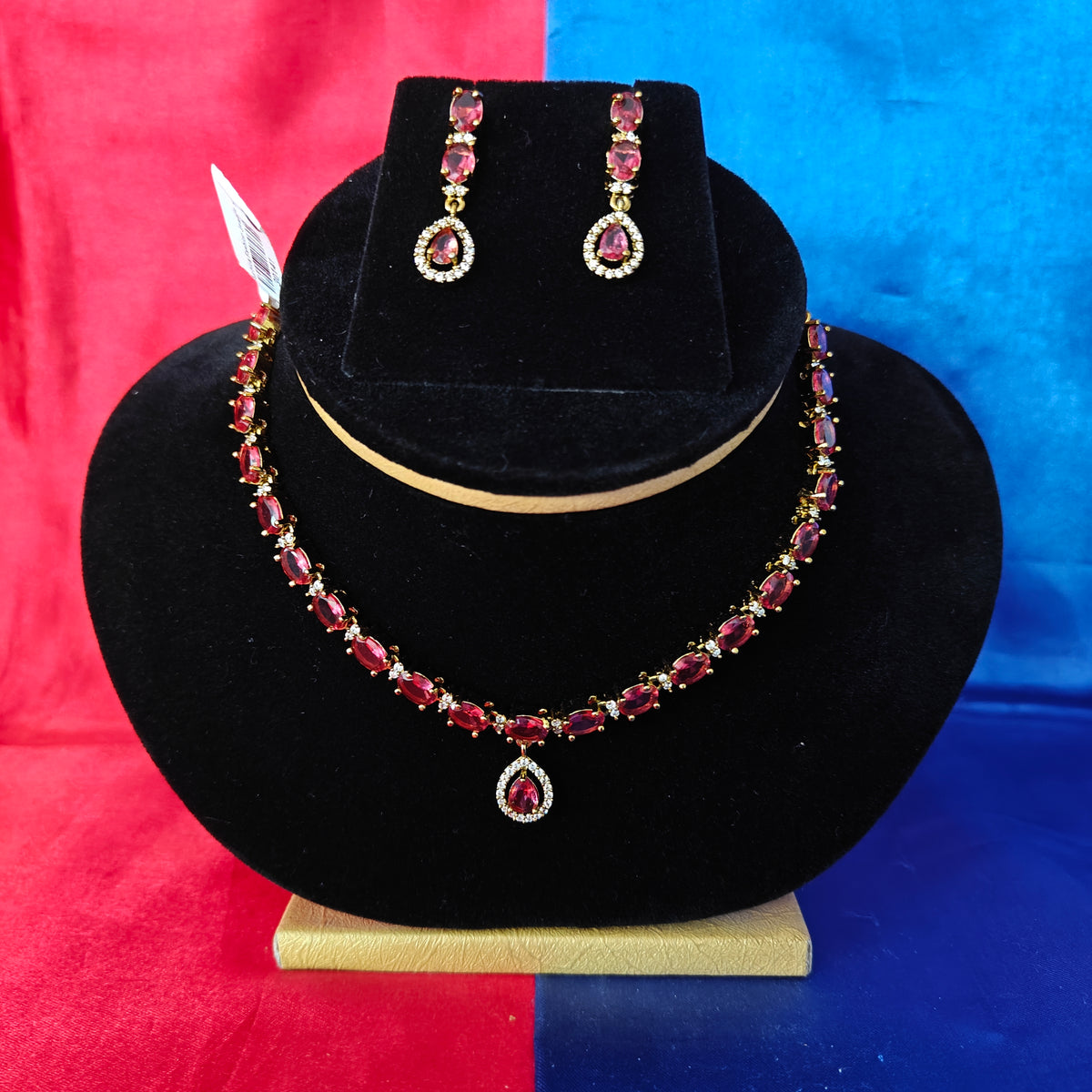 Beautiful Mini Haaram In Maroon Stone