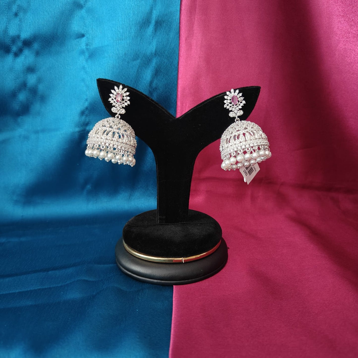 Beautiful Silver Jhumki In Ruby Stone