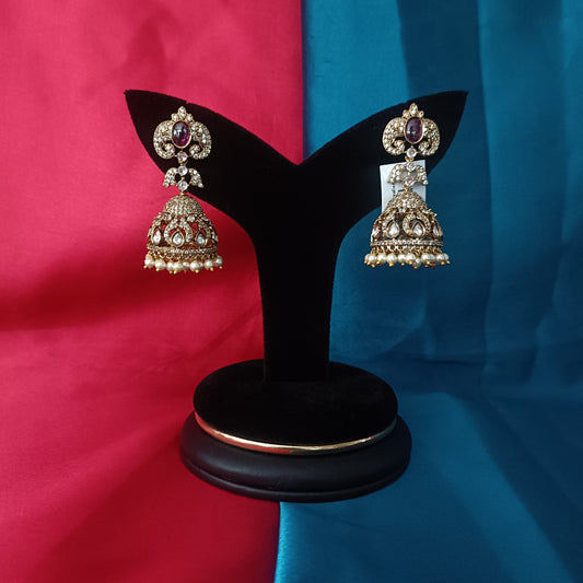 Beautiful Victorian Jhumki In Ruby Stone