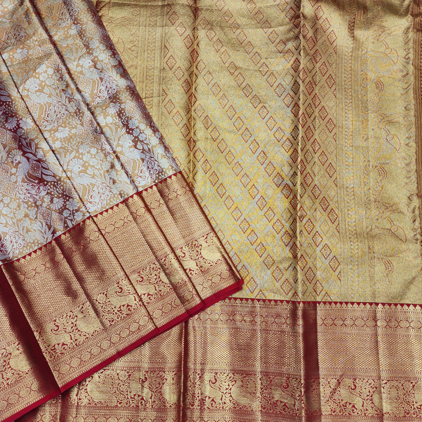 Pure tissue Bridal Kanchi Pattu Handloom Saree
