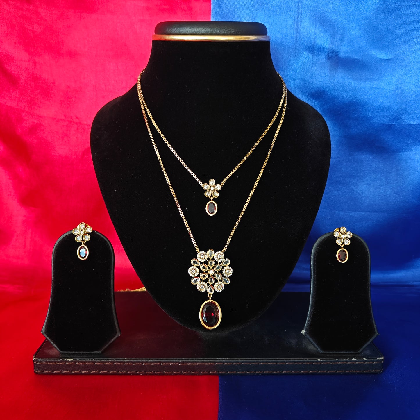 Beautiful Invisible Chain In Maroon Stone