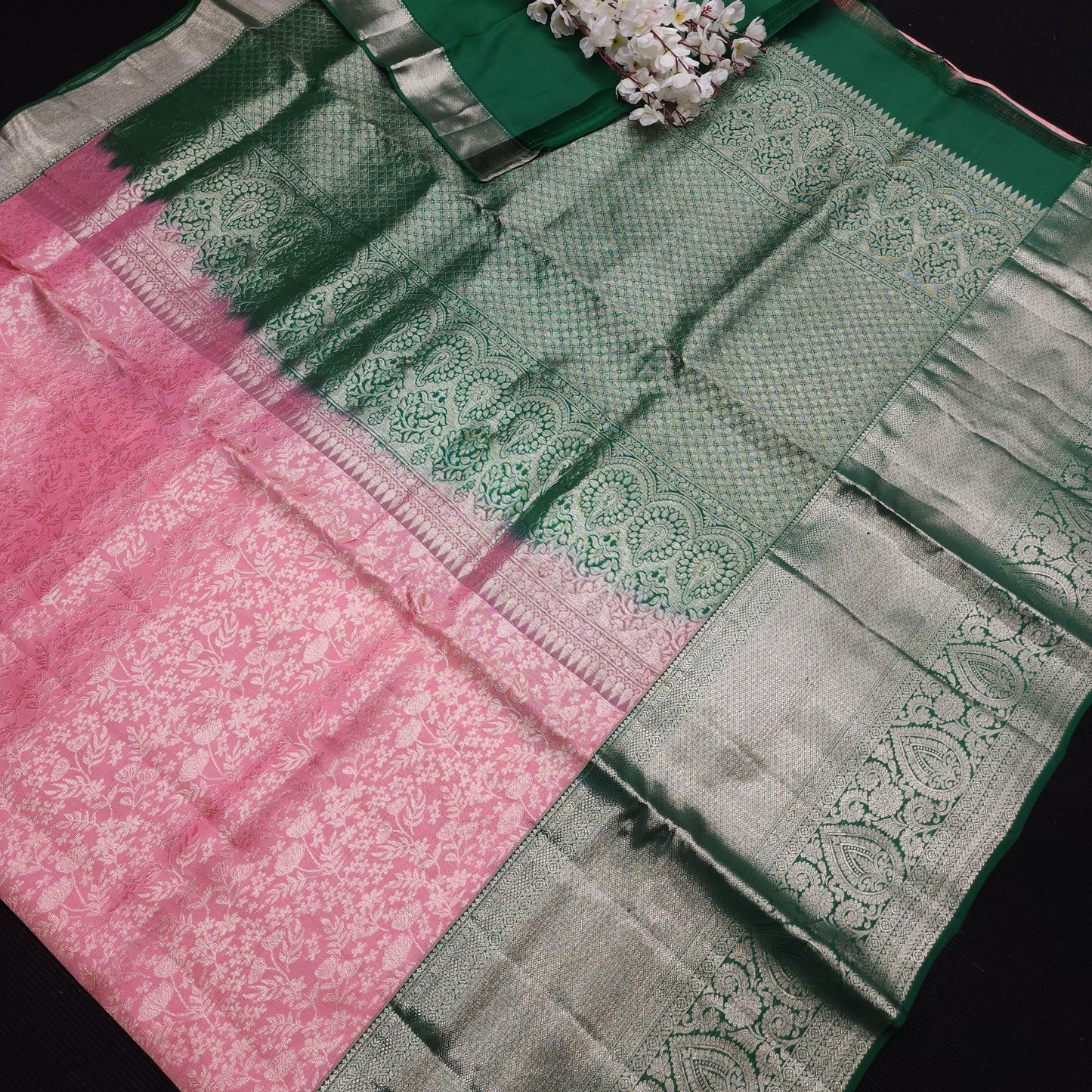 Pure German Silver Zari Pattu Saree