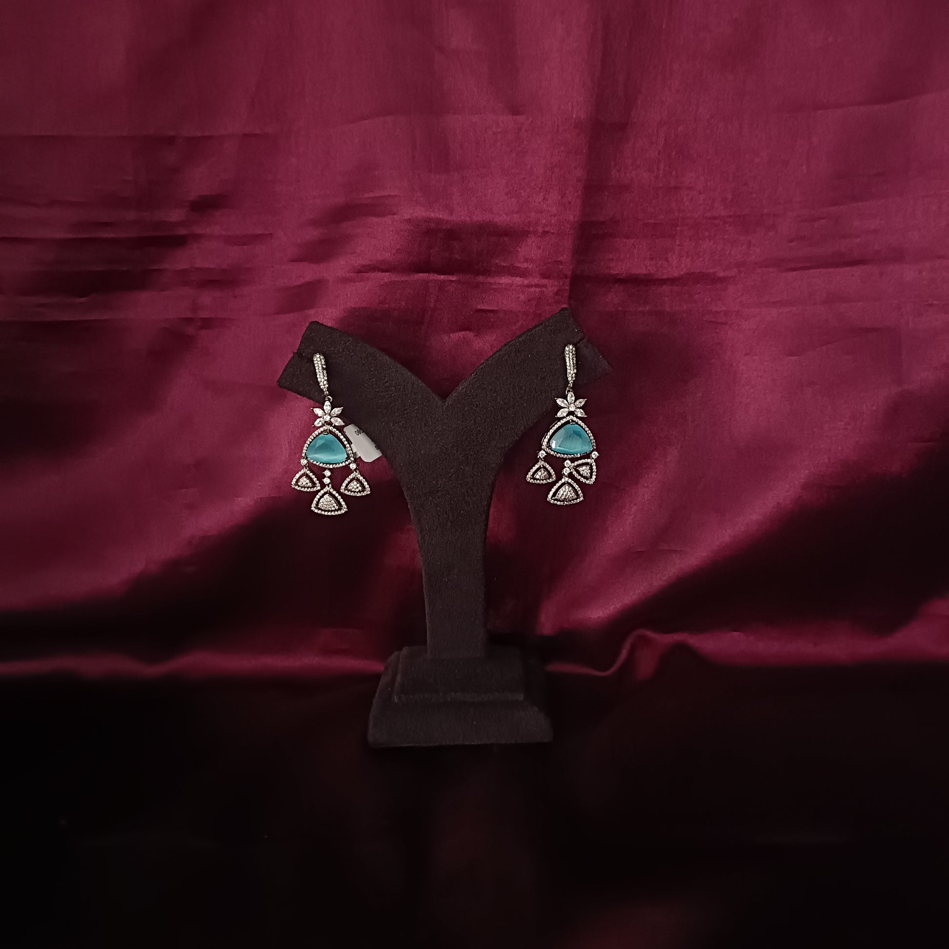 Beautiful Blue Stone Earrings - Ambica Wedding Mall