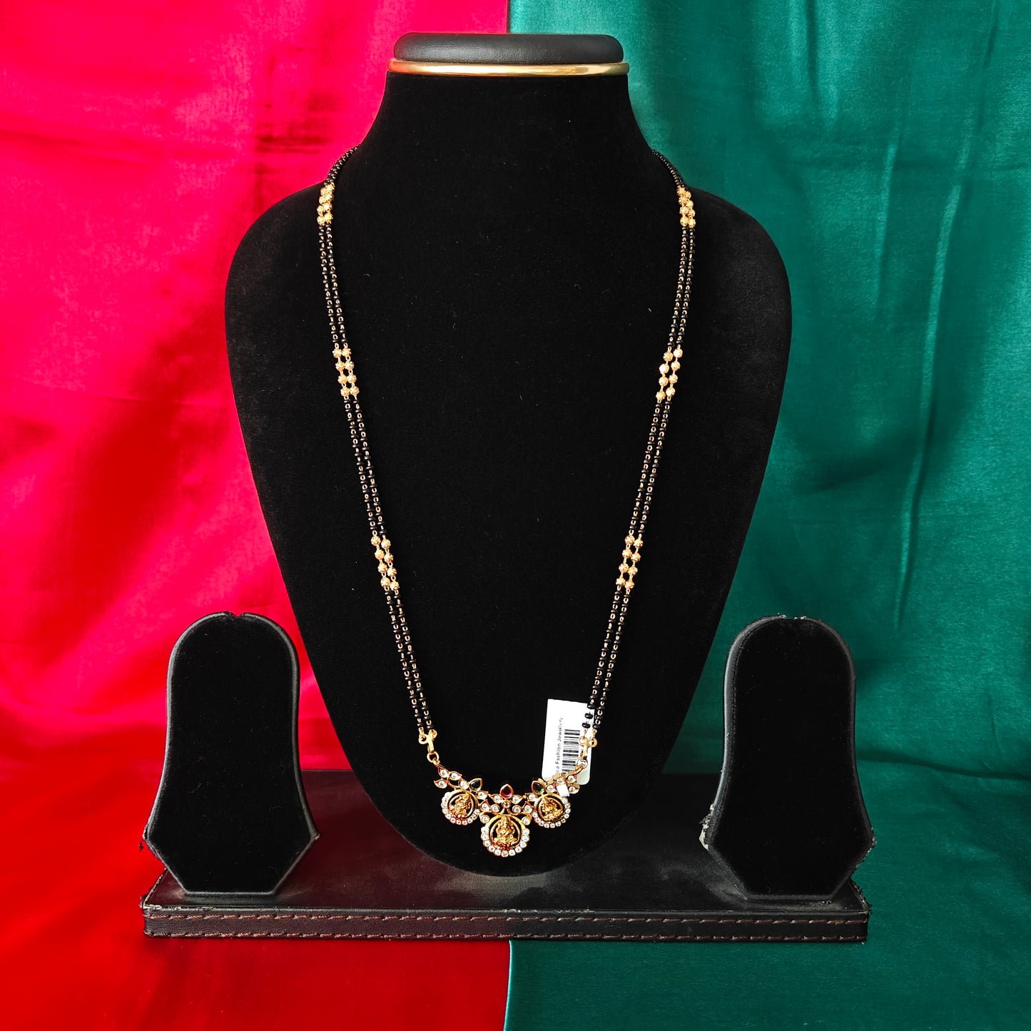 Beautiful Black Beads Long With Laxmi Idol