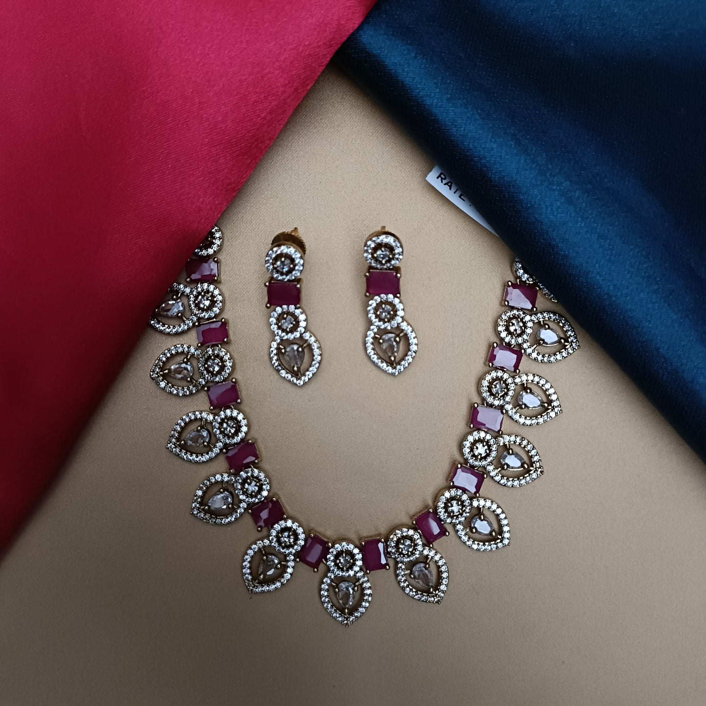Elegant Victorian Mini Haaram In Ruby Stone