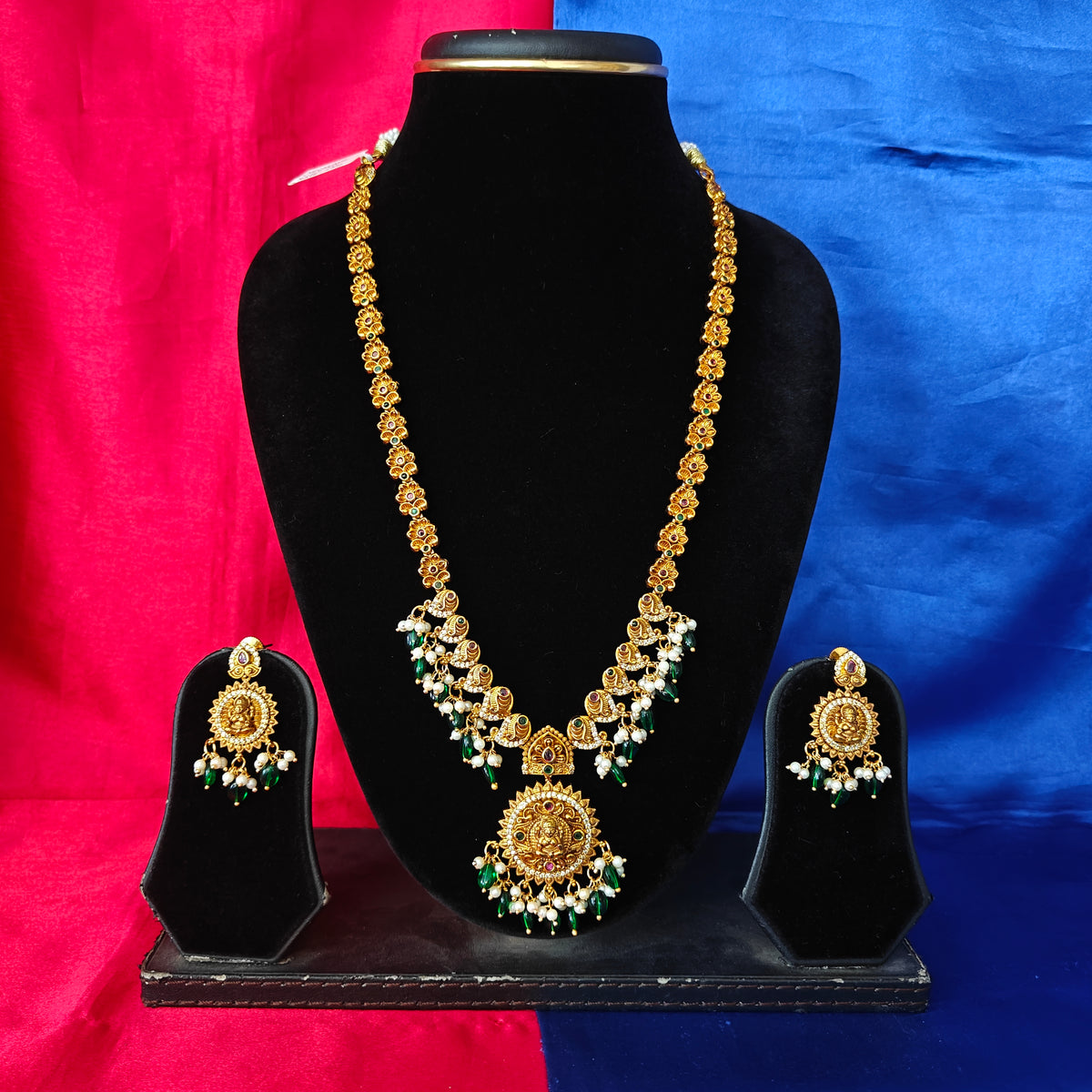 Beautiful Nakshi Long Necklace With Laxmi Idol