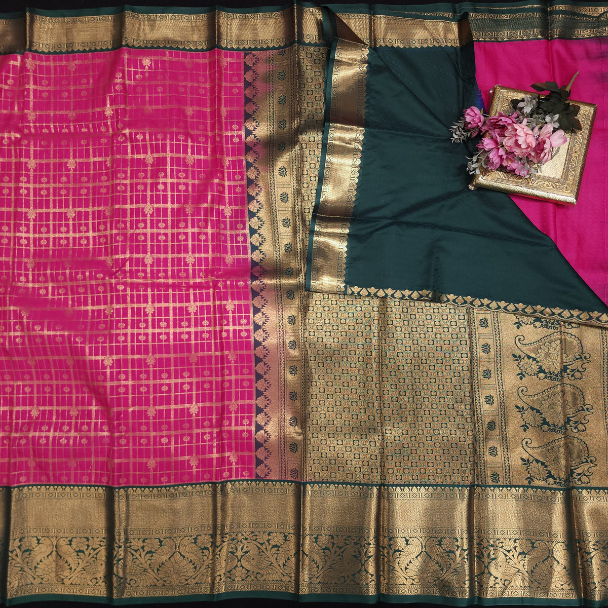 Vintage Checks Kanchi Pattu Trending Saree