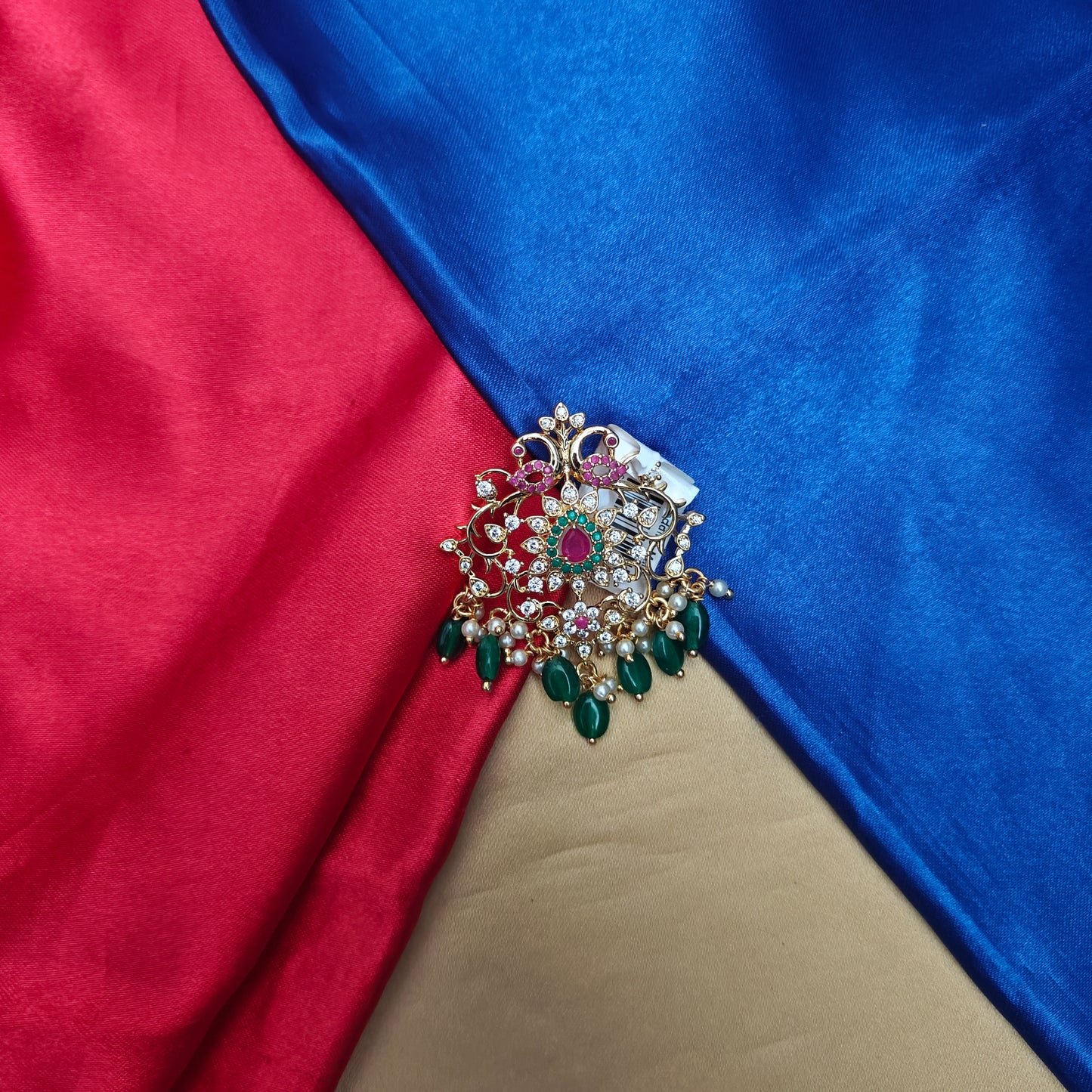 Beautiful CZ Pendant In Green Beads