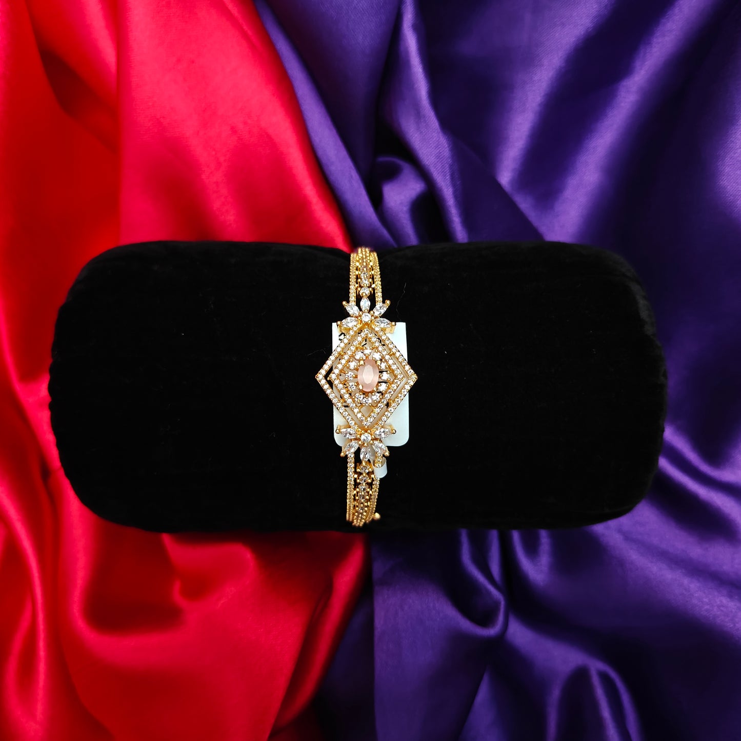 Beautiful Gold Bracelet In Baby Pink Stone