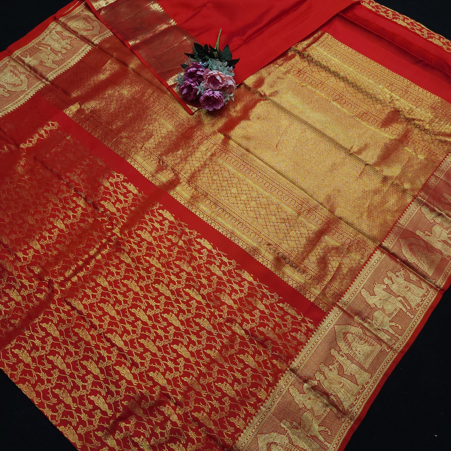 Special Red Muhurtham Kanchi Pattu Bridal Handloom Saree
