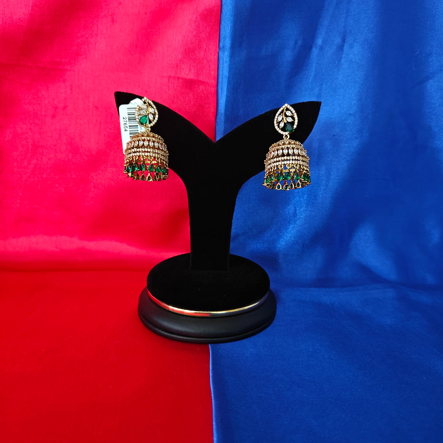 Beautiful Victorian Jhumki In Green Stone