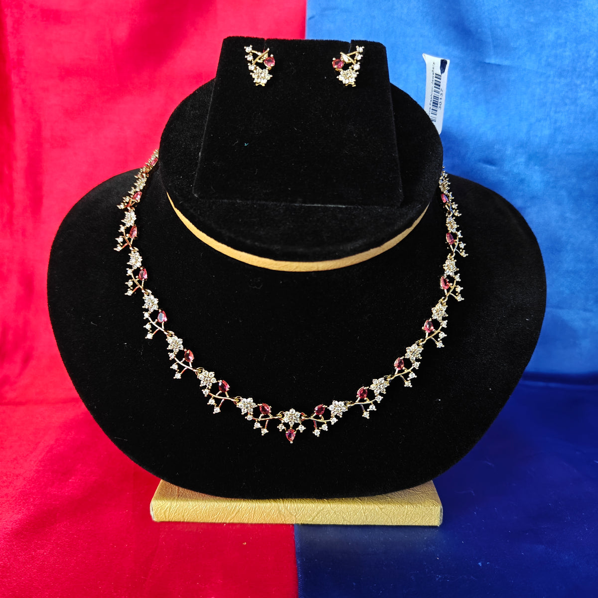 Beautiful Mini Haaram In Maroon Stone