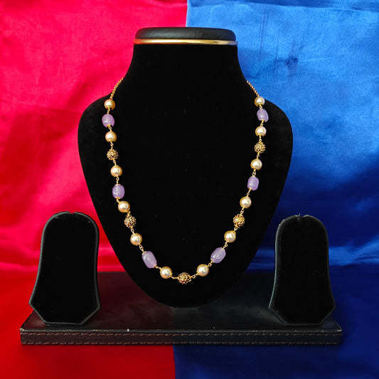Beautiful Beads Mala In Lavender Colour