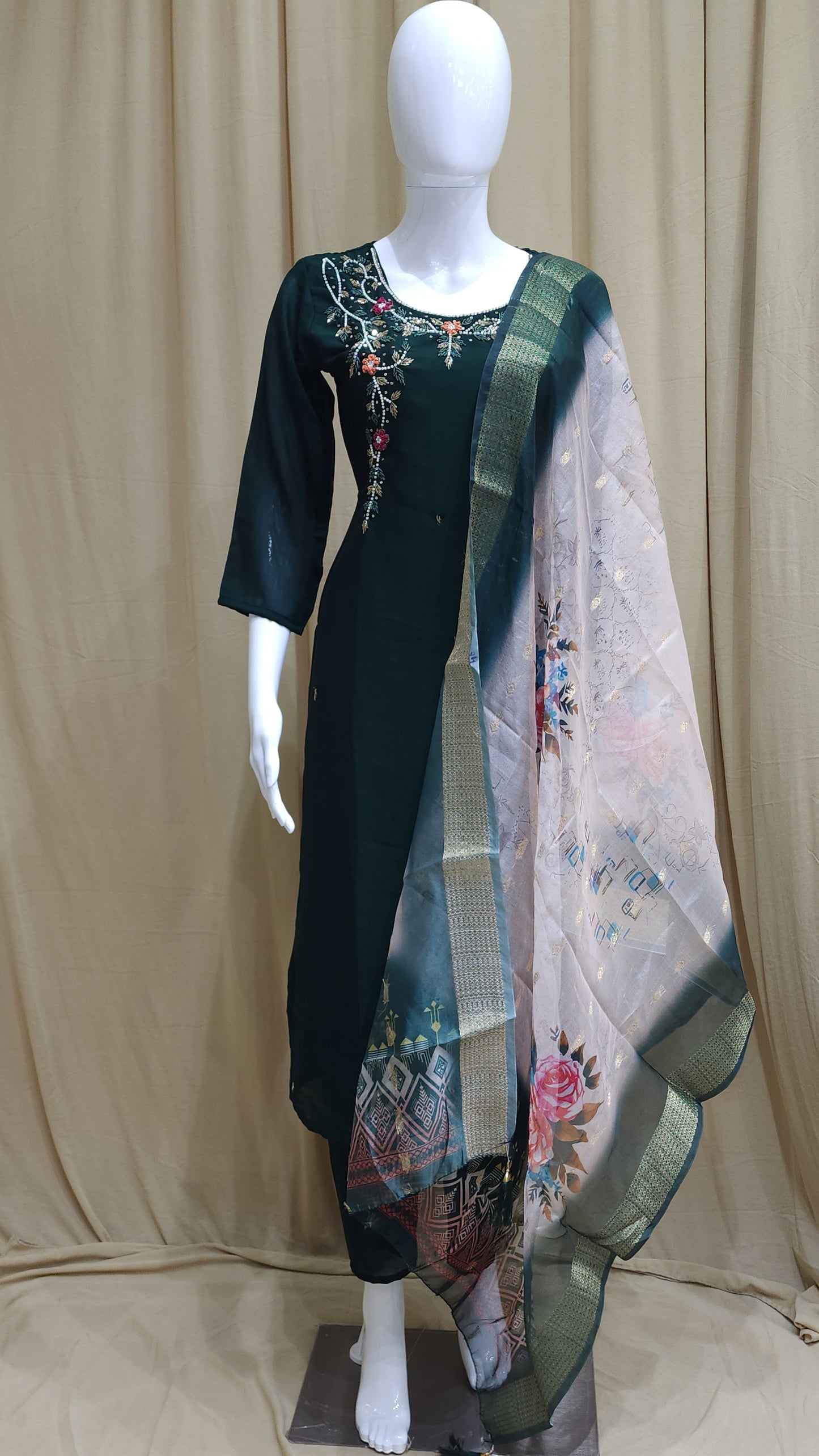 Fancy Dress Neck And Side Pulse Work 3pcs Set