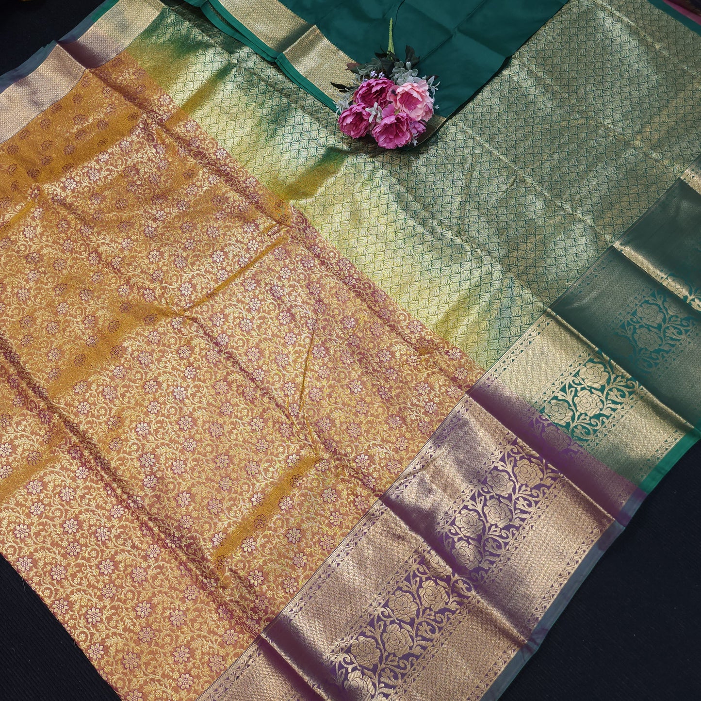 Resham Brocade Semi Kanchi Pattu Saree