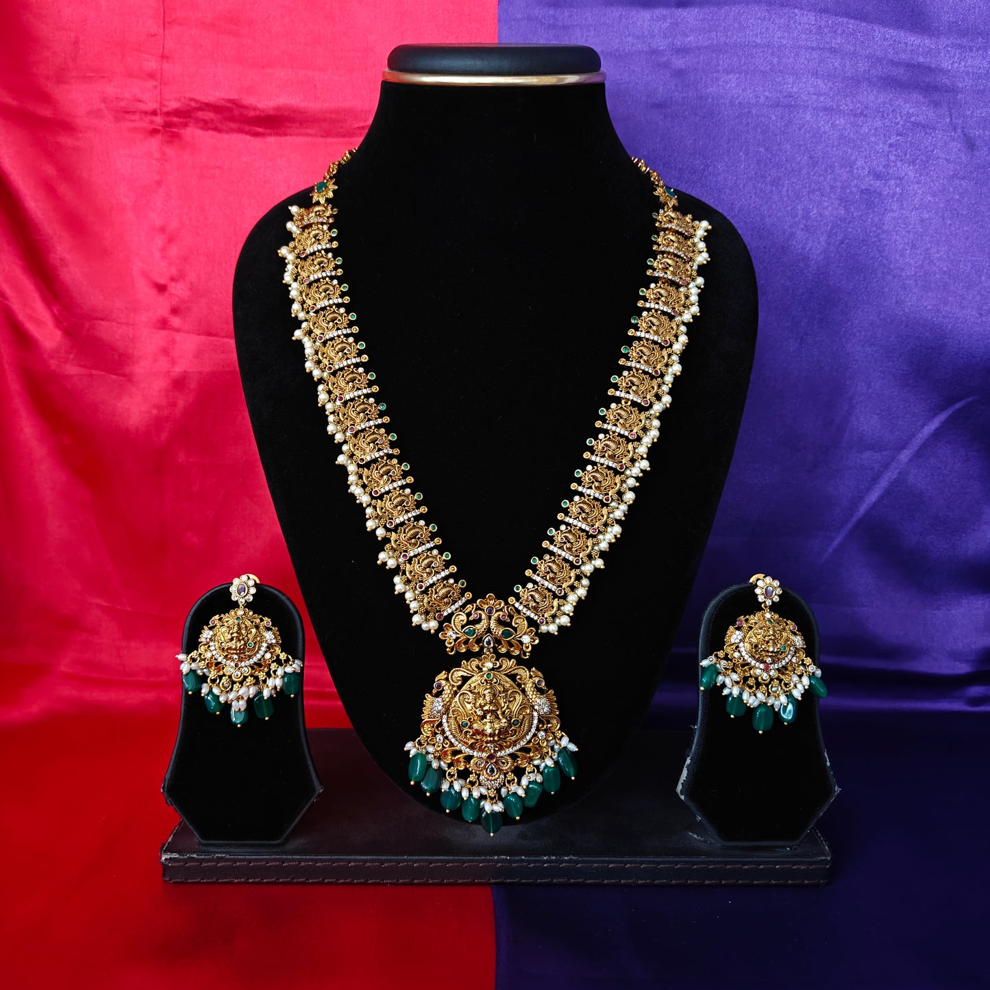 Beautiful Nakshi Long Necklace With Laxmi Idol