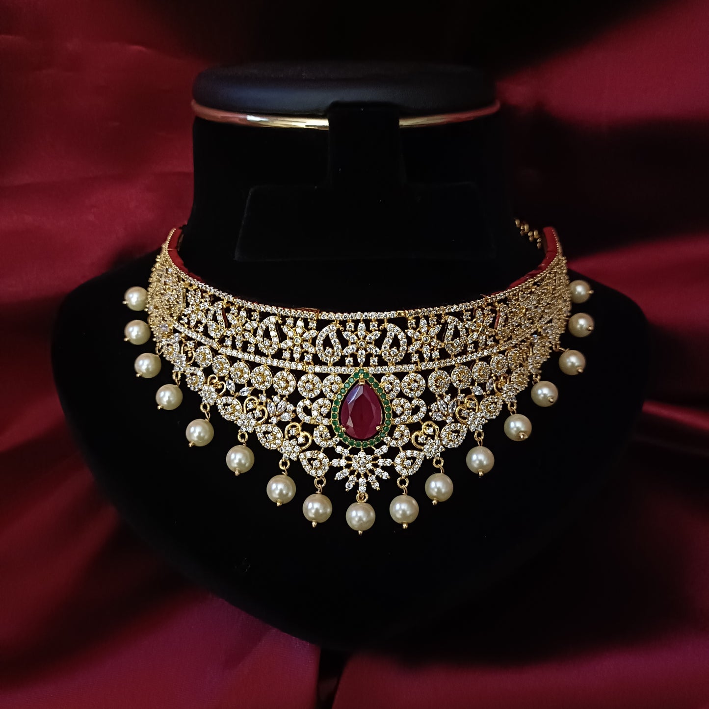 Beautiful CZ Multi colour Choker - Ambica Wedding Mall