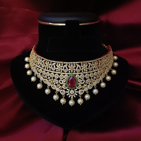 Beautiful CZ Multi colour Choker - Ambica Wedding Mall