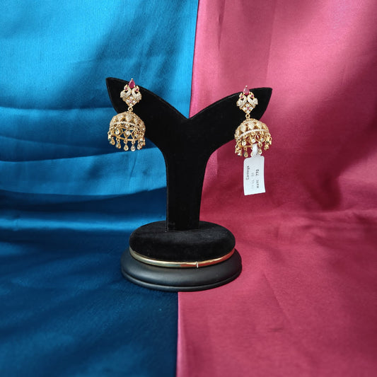 Beautiful CZ Jhumkas In Ruby Stone