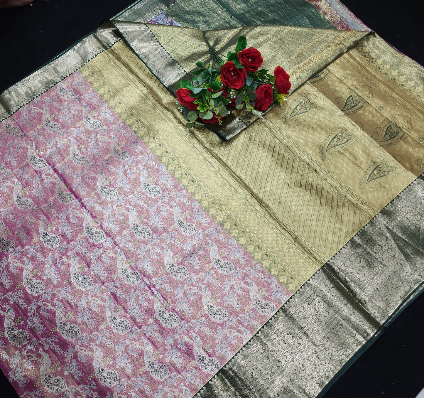 Semi kanchi pattu tissue 2 Gram Gold Sarees🛍️