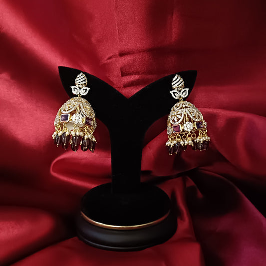 Beautiful GJ Purple Beads Jhumkas - Ambica Wedding Mall