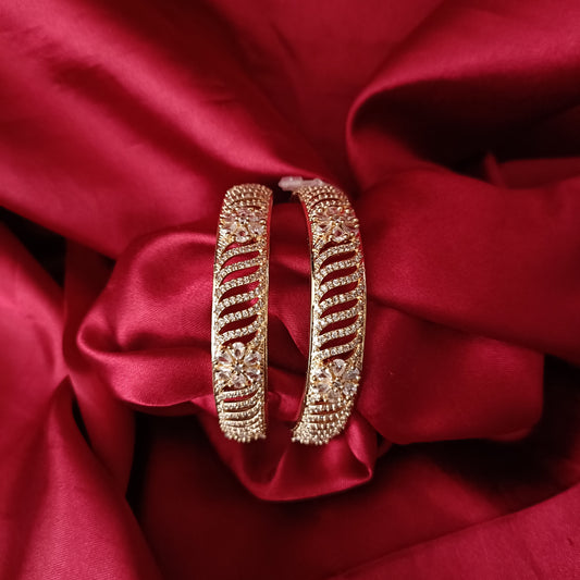 Beautiful Floral Design CZ Bangles - Ambica Wedding Mall