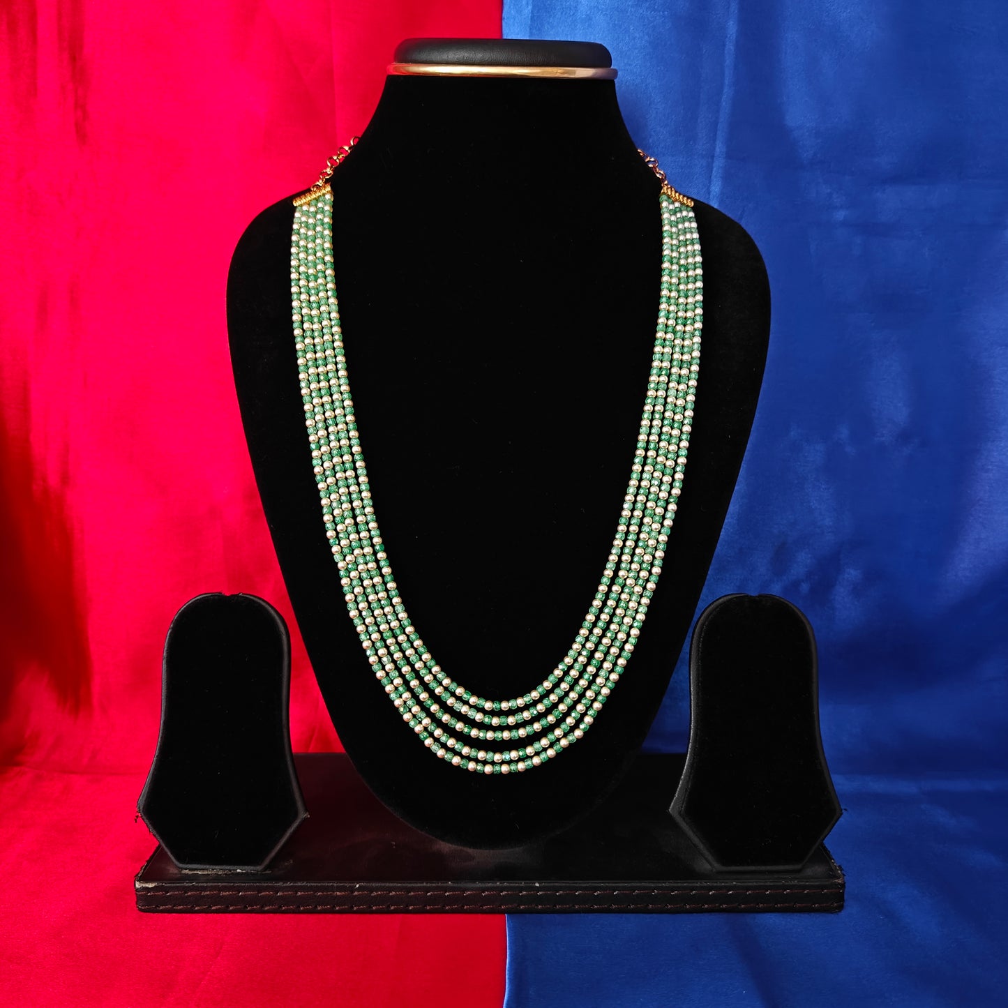 Beautiful Green Coloured Honex Mala With Pearls