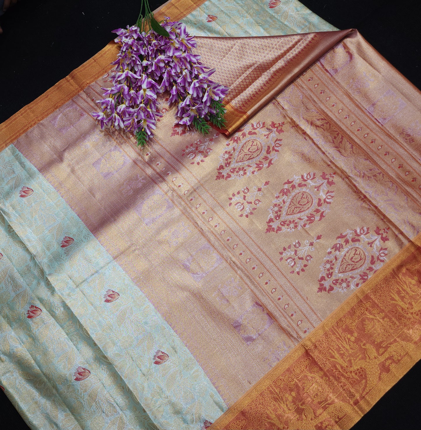 Semi kanchi pattu tissue 2 Gram Gold Sarees🛍️