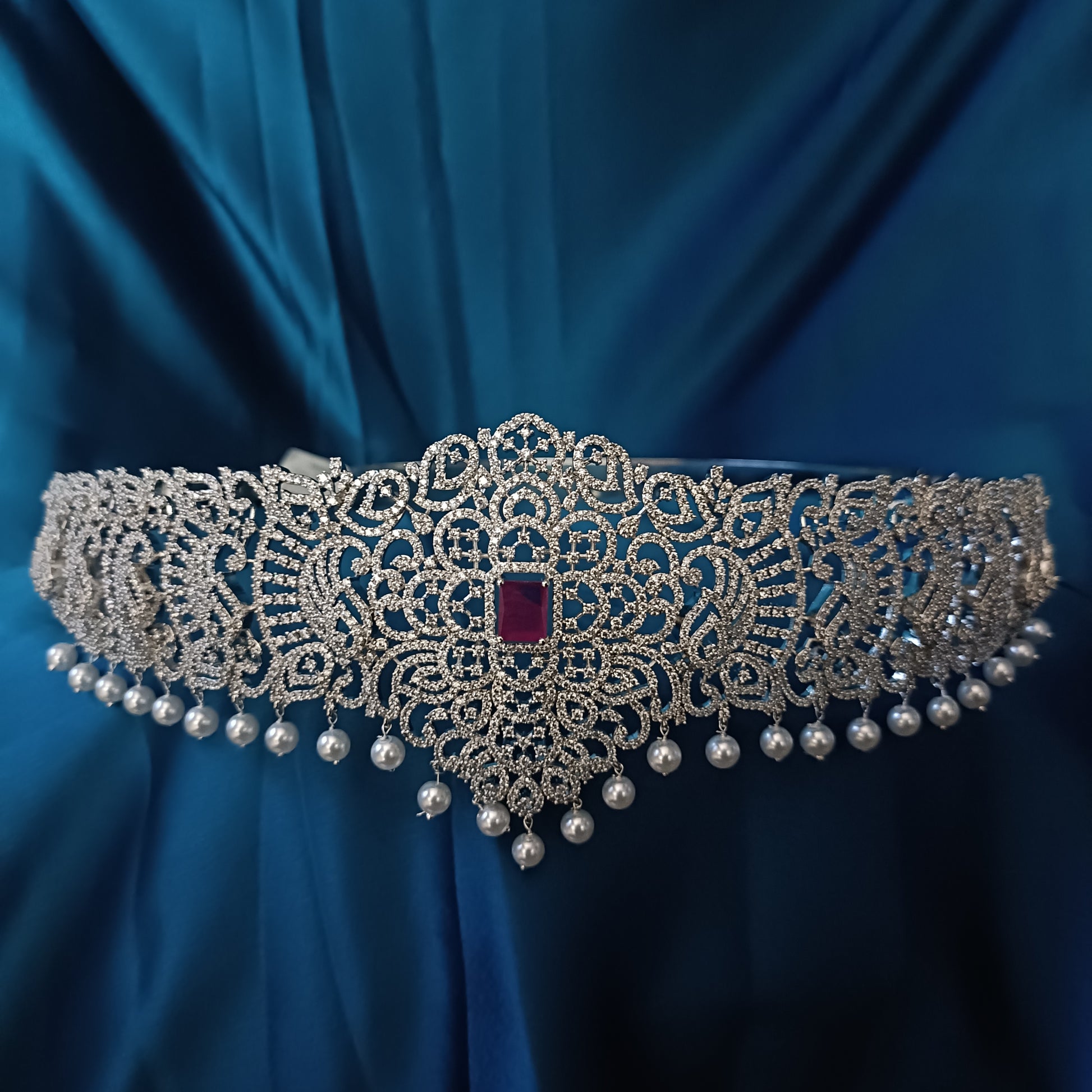 Elegant Ruby GJ Bridal Wear Vaddanam - Ambica Wedding Mall