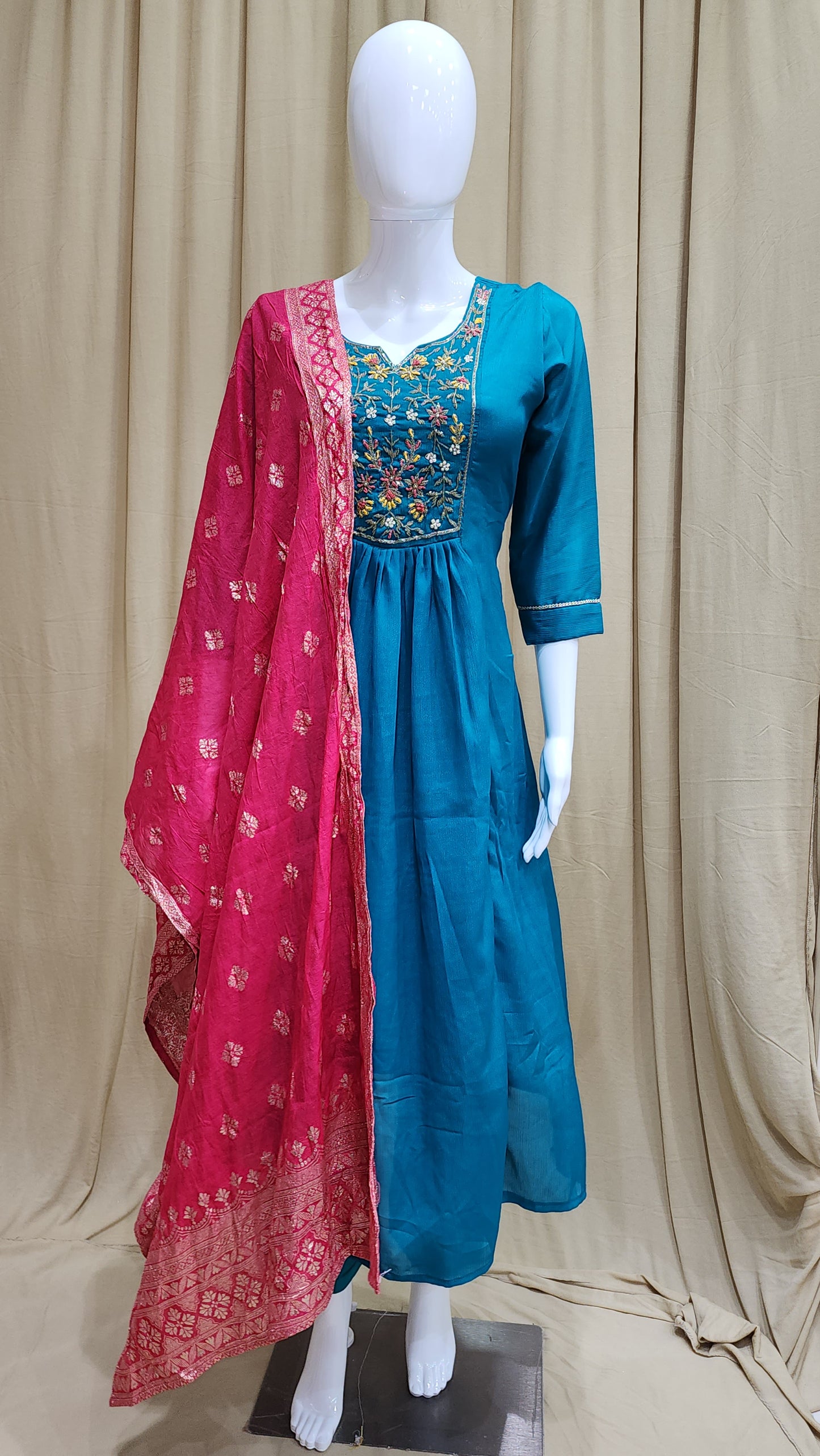 Fancy Dress Chinan Fabric Pattern 3pcs set