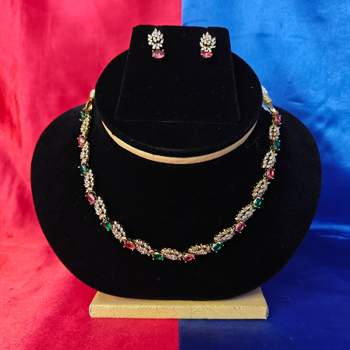Beautiful Mini Haaram In Multi Colour Stone