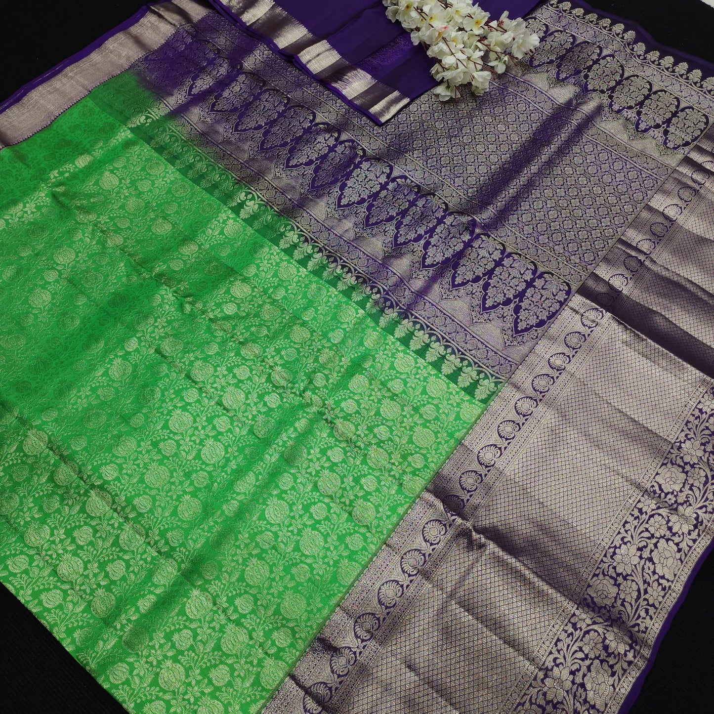 Pure German Silver Zari Pattu Saree