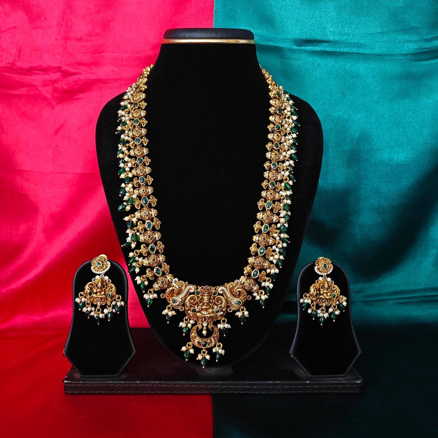 Beautiful Nakshi Long Necklace With Laxmi Idol