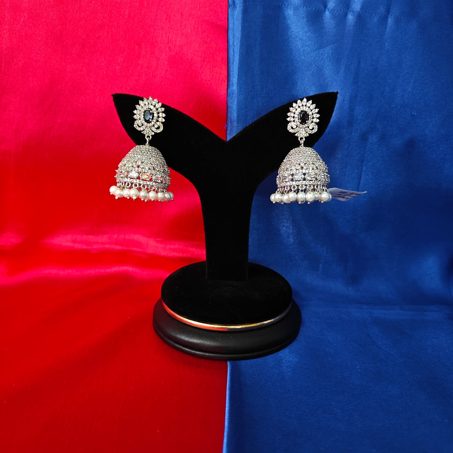 Beautiful Silver Jhumki In Purple Stone