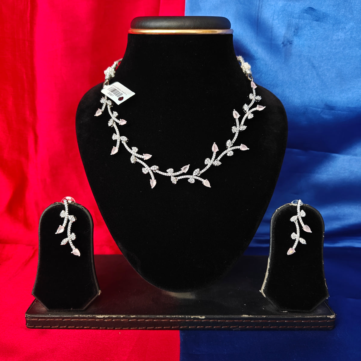 Elegant AD Short Necklace In Baby Pink Coloured Stone