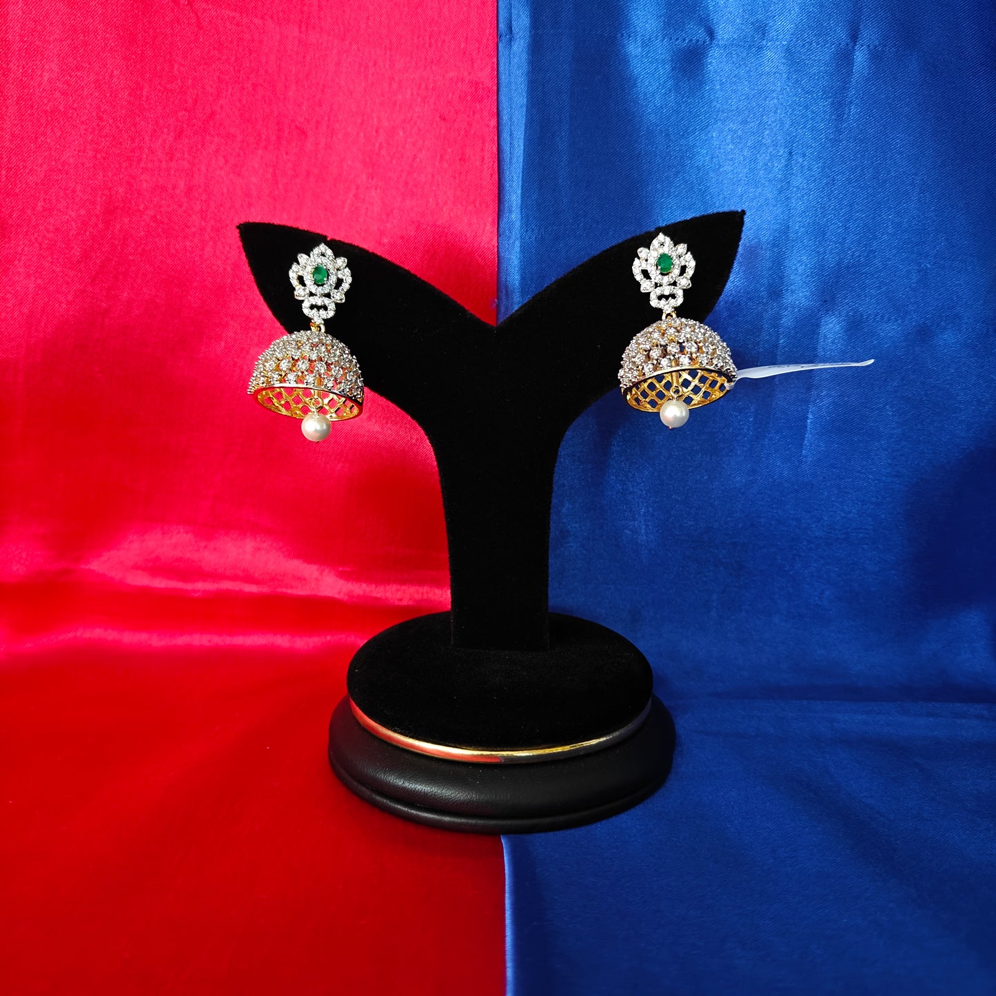 Beautiful GJ Jhumki In Green Stone