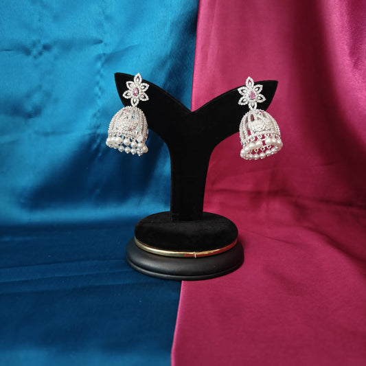 Beautiful Silver Jhumki In Peacock Design