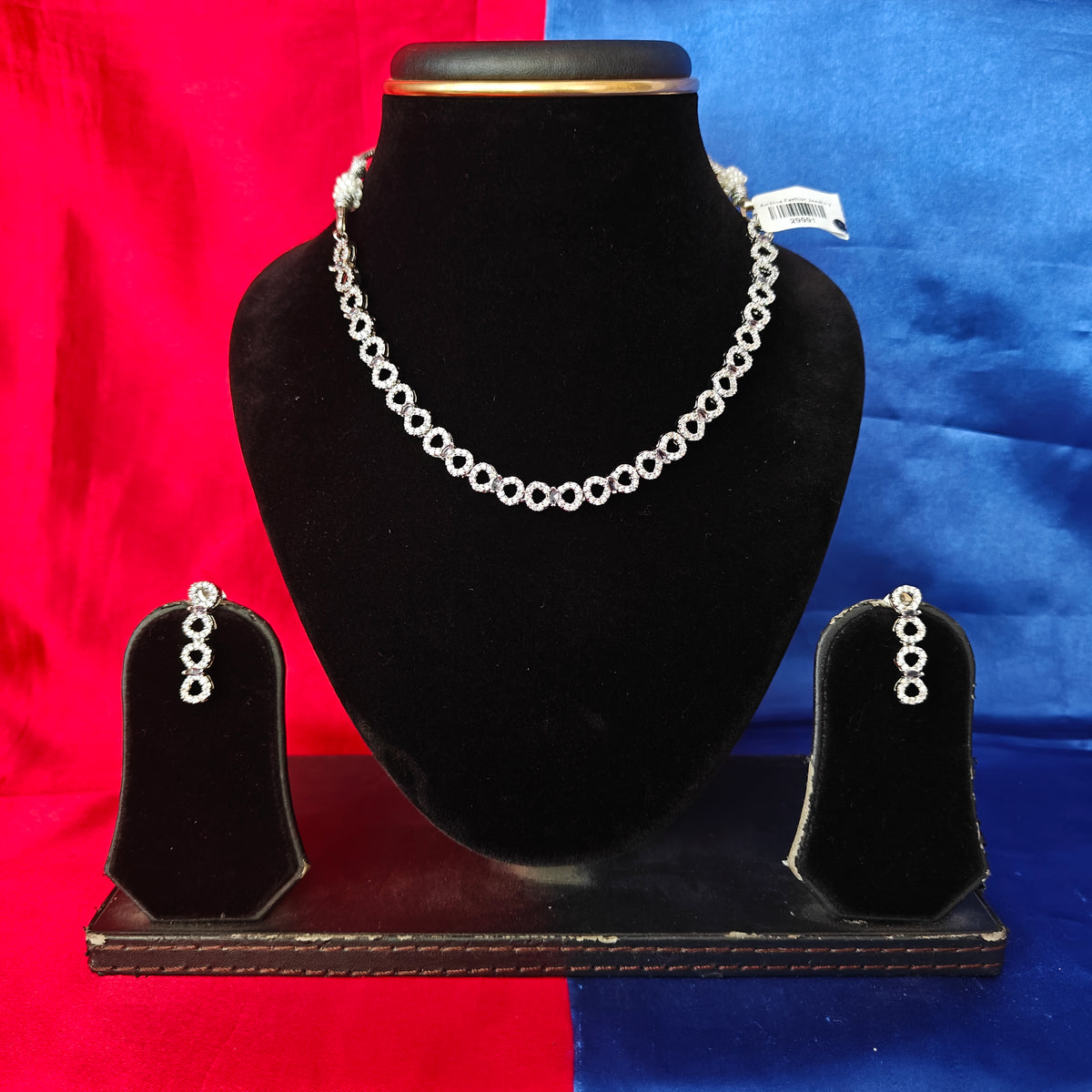 Elegant AD Short Necklace In Purple Coloured Stone
