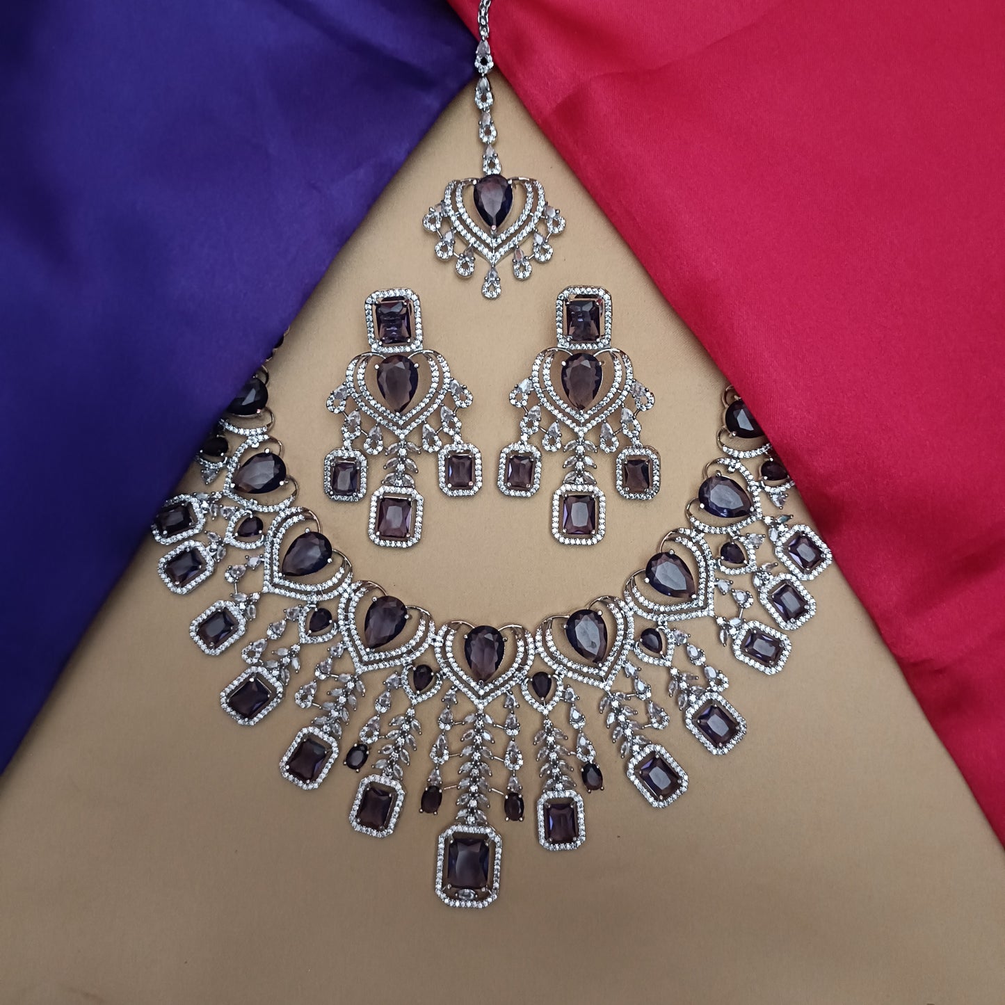 Elegant Silver Bridal Short Necklace