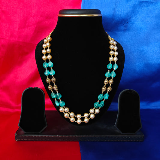 Beautiful Beads Mala In Pista Green Colour With Pearl