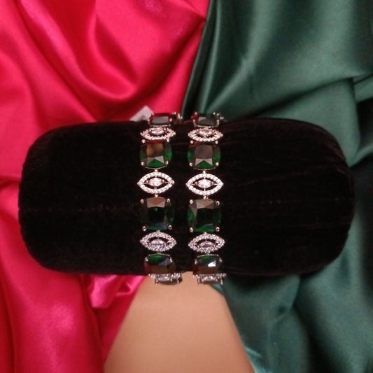 Beautiful Victorian Bangles In Green Stone