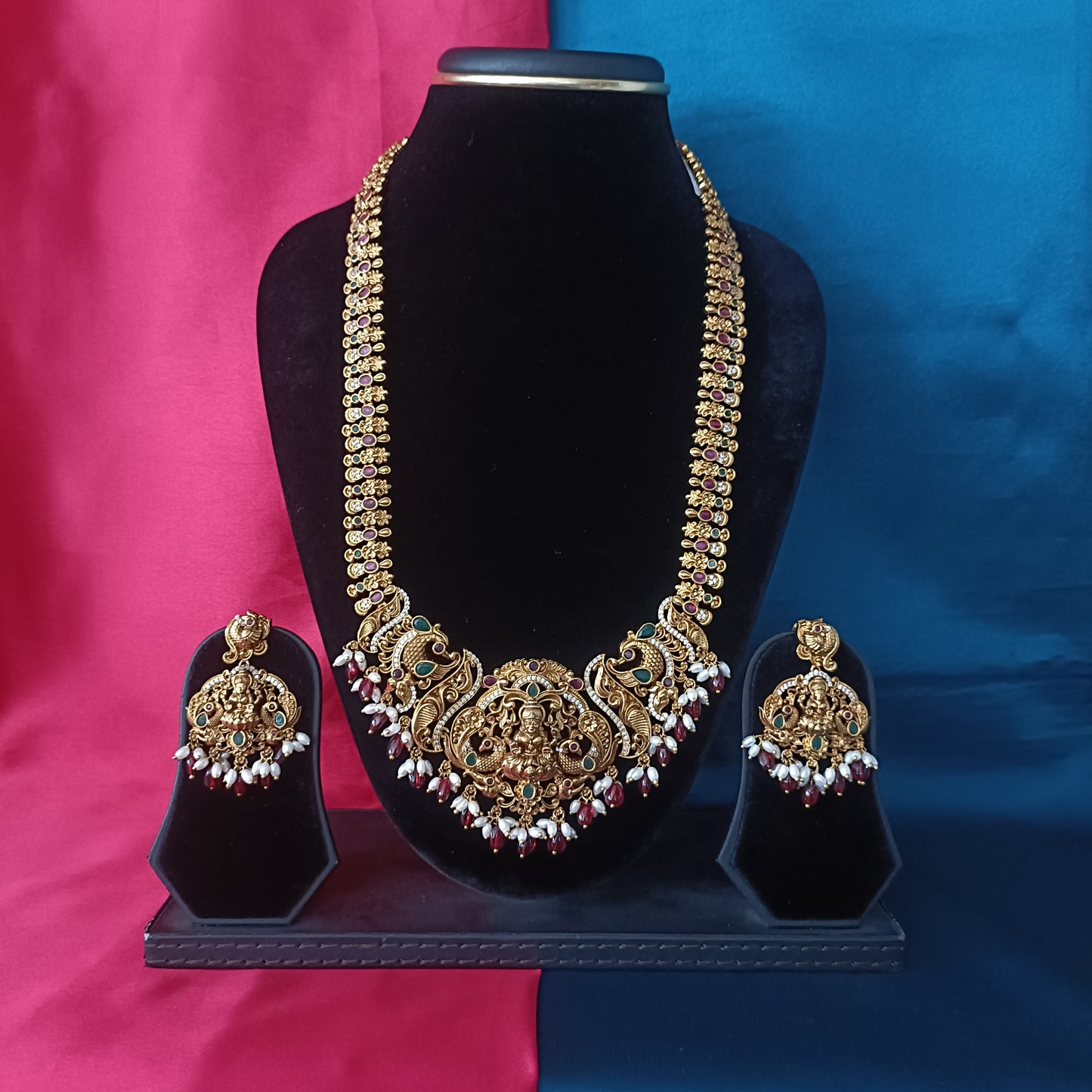 Beautiful Nakshi Long Necklace In Laxmi Idol